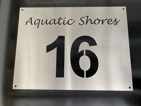 Stainless steel house sign marine grade